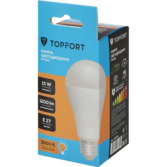Лампа светодиодная Topfort E27 15W 3000K груша