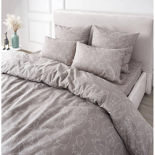 Постельное белье Евро  Бязь (нав.70х70-2шт),Cuties