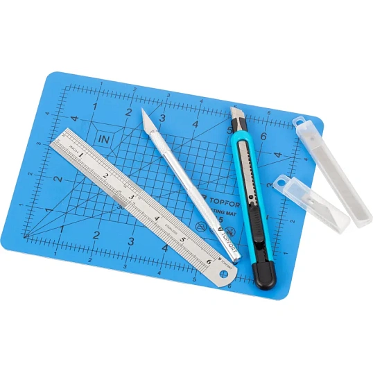 Набор для вырезания TOPFORT A5, нож макет, нож 9 мм, линейка, лезвия
