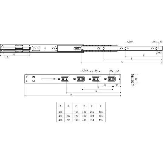 Направляющие УЗК_StahlBuro шариковые с довод.35-400/16(16331) ком-2шт хром