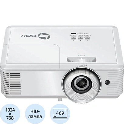 Проектор Exell EXD101W, 3800 lm, 1024x768, 30000:1, HDMI, VGA