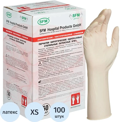Перчатки мед. хирург. латекс. (стерил.) неопудр. ПАФ SFM (6,0) 50пар/уп