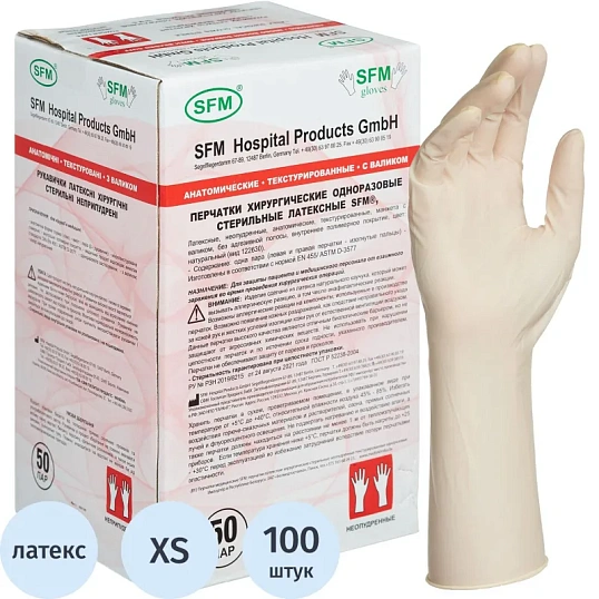 Перчатки мед. хирург. латекс. (стерил.) неопудр. ПАФ SFM (6,0) 50пар/уп