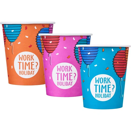 Стакан одноразовый бум односл. 250 мл d-80мм Time to work МИКС  50шт/уп