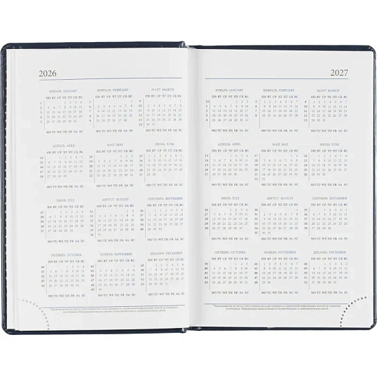 Ежедневник датированный 2026, синий,А6, 100х150 мм,336 стр,Agenda