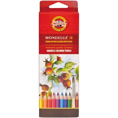 Карандаши акварельные KOH-I-NOOR, MONDELUZ 18 цв. шестигрй, 3717/18
