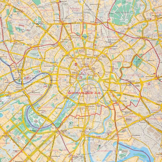 Карта настенная Москва соврем. с каждым домом 1:34тыс., КН123