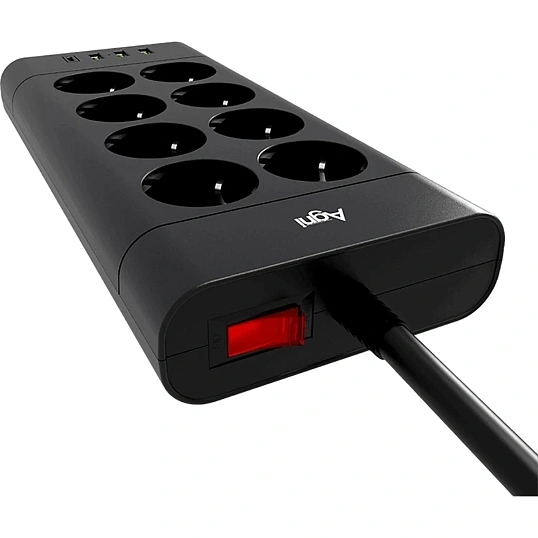 Сетевой фильтр AGNI 8р/5м,3USB,1TYPE-C 20W,черный(TP-FA4U8E-C-5m-black)