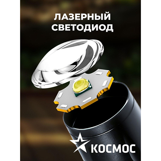 Фонарь КОСМОС KocAc1011Lith 3вт ХРЕ, 1Вт СОВ, лит. аккум. 600mAh, Micro USB