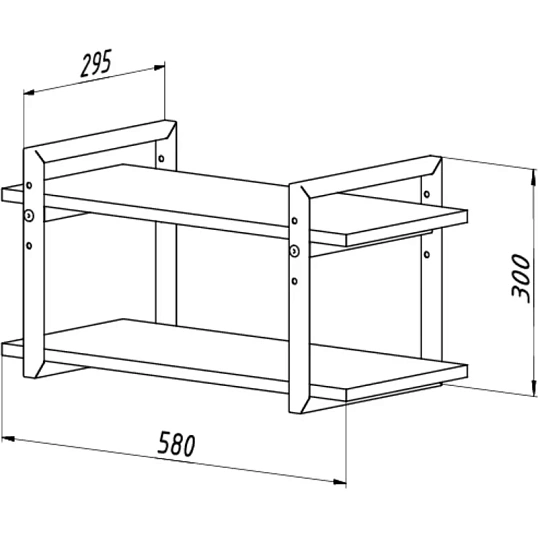 Полка TI_настен/настоль Комус Онега-7 290х580 мет чер/ЛДСП дуб вотан