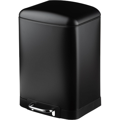 Ведро мусорное с педалью и доводчиком Luscan 12л,черное,прямоуг,металл