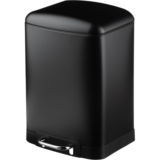 Ведро мусорное с педалью и доводчиком Luscan 12л,черное,прямоуг,металл