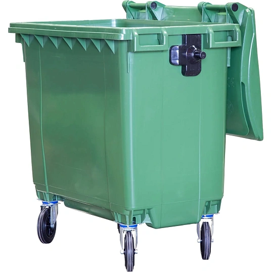 Контейнер-бак мусорный на 4-х колёсах с крышкой зеленый 770л_32897_КРД
