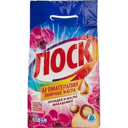 Порошок стиральный ЛОСК Арома Орхидея и Масло Макадамии автомат 2,7кг