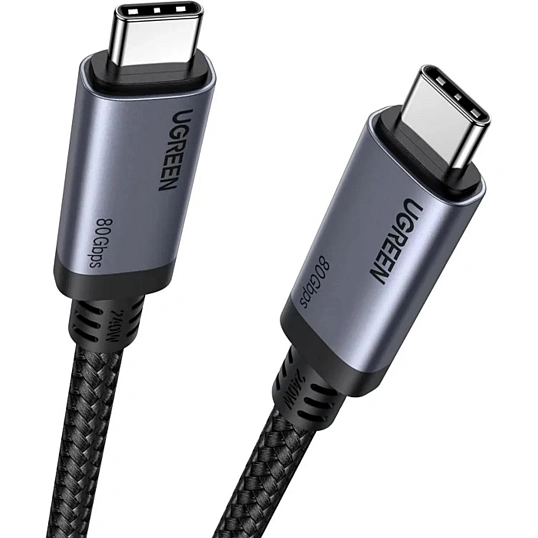 Кабель UGREEN L706 (65383) 240W 80Gbps USB-C to USB-C GEN4 5A Max 1м серый