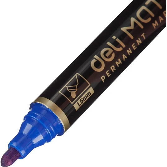 Маркер перманентный Deli Mate 1,5-3 мм синий кругл.нак.EU10230