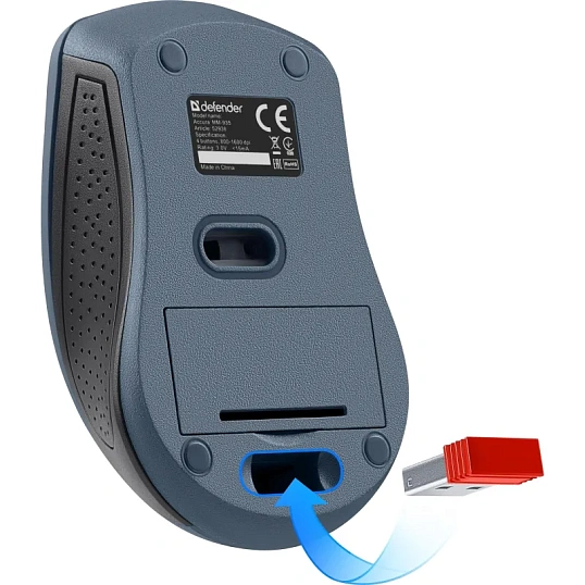 Мышь компьютерная Defender Accura MM-935 беспр.серый, 4кн,800-1600dpi 52936