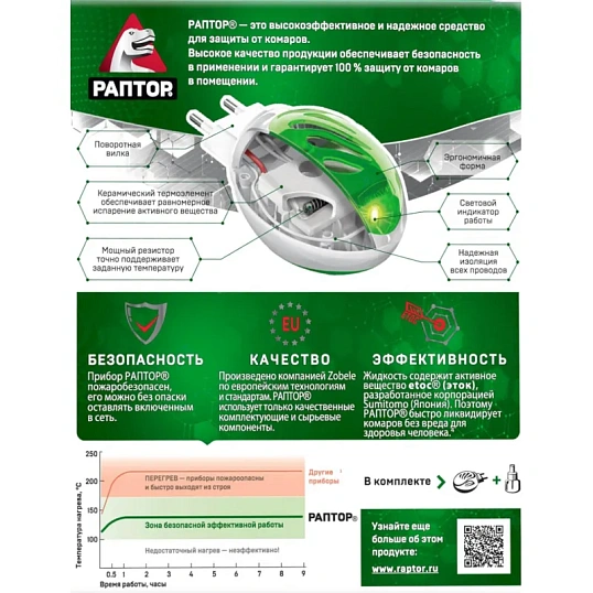 Средство от насекомых РАПТОР Комплект фумигатор+жидкость 30ночей
