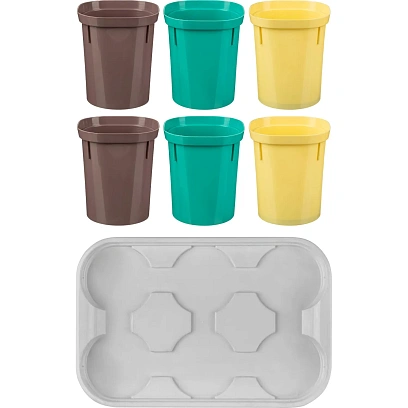 Набор горшков для рассады съемное дно,поддон 6х400мл ING604510998