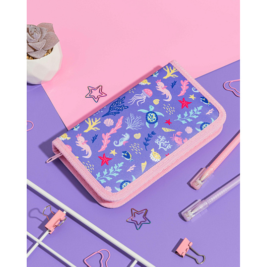 Пенал Комус класс Аксолотль, 1 секц., 190x110x20мм, ткань