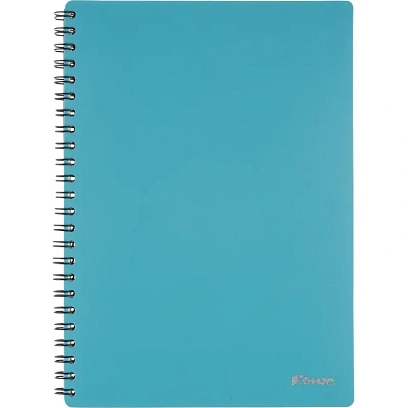Бизнес-тетрадь Комус А5 60л, кл., обл.пластик, спираль, голубая Classic