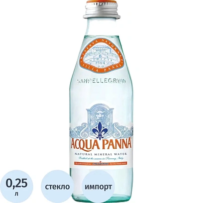 Вода минеральная Acqua Panna, негаз. стекло, 0,25 л