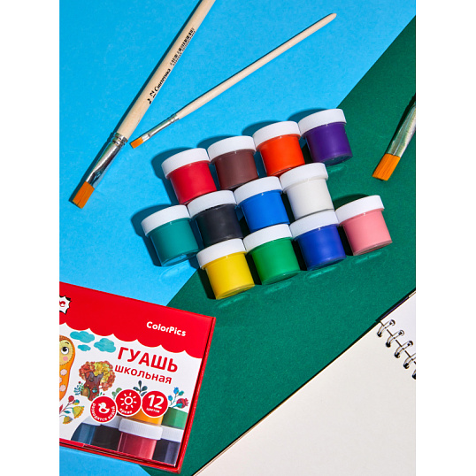 Гуашь Комус Класс ColorPics 12 цветов по 10 мл