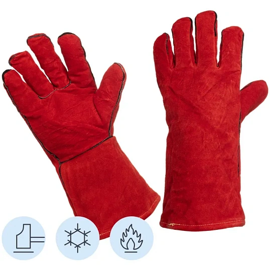 Краги спилковые пятипалые утепленные