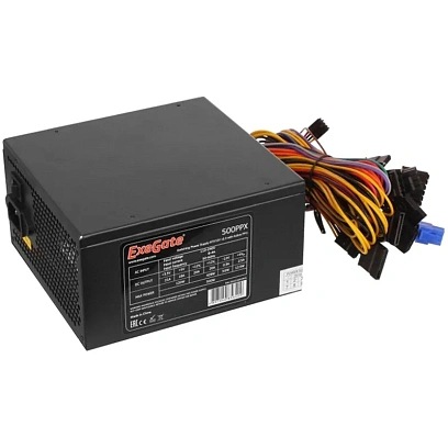 Блок питания ExeGate 500W 500PPX ATX,  SC, 14cm fan, black (EX221641RUS-S)