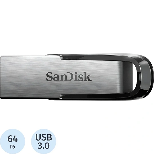 Флеш-память SanDisk Ultra Flair, 64Gb, USB 3.0, с/чер, SDCZ73-064G-G46