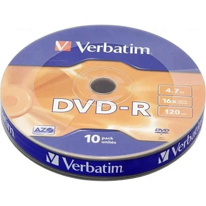 Носители информации DVD-R Verbatim 4.7Gb 16x bulk 10шт/уп (43729)