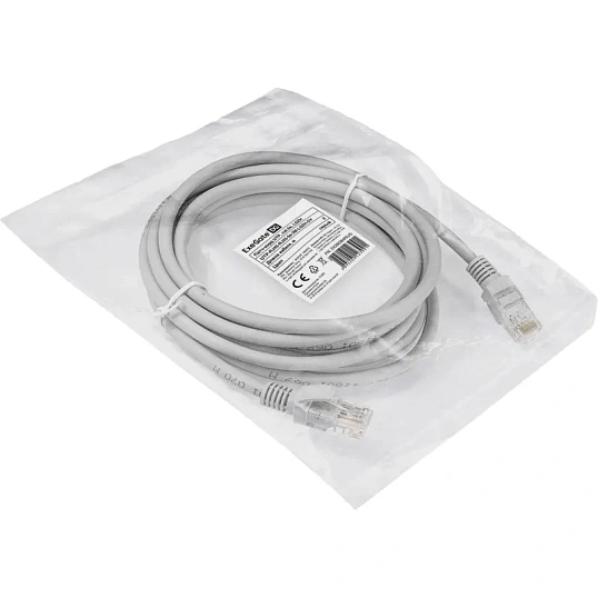 Патч-корд ExeGate UTP-RJ45-RJ45-5e-3M-LSZH-GY, cat.5e, 3м <EX286384RUS