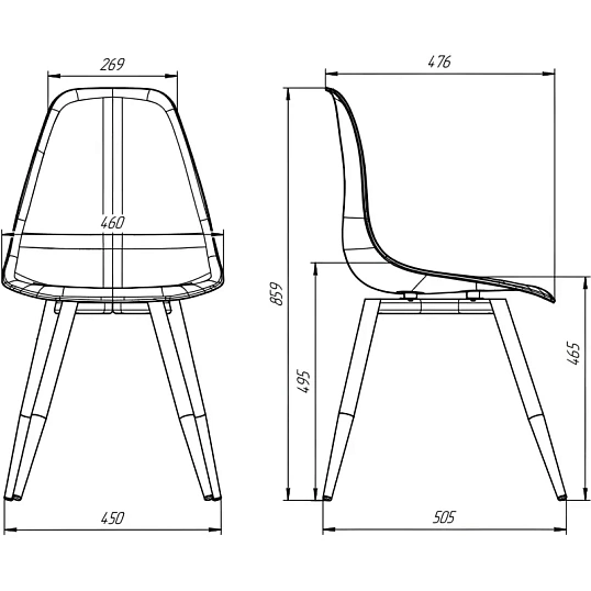 Стул Комус EAMES PLAST HN BLACK (BOX-4) (KM) RU K02 черный/черный