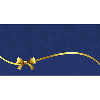 Конверт открытка  Синяя с золотым бантом, 10 шт/уп, КД-250