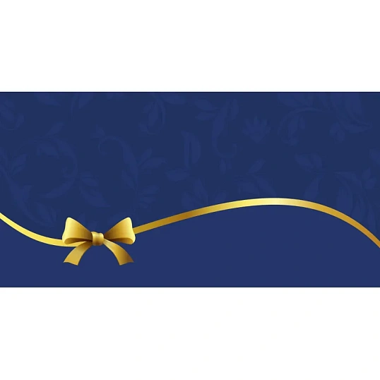 Конверт открытка  Синяя с золотым бантом, 10 шт/уп, КД-250