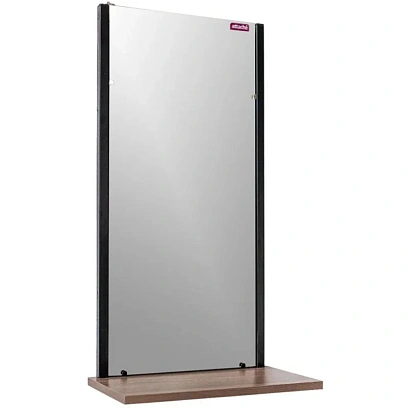 Зеркало настенное TI_Attache Мюлен/полка 420x783 мет.чер/ЛДСП яс.шимо темн