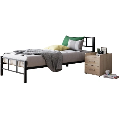 Кровать металлическая FM_Кадис одноярусная 198х96х80 черный