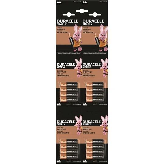 Батарейка Duracell LR6-4BL BASIC AA(16шт в упак)Б0046868
