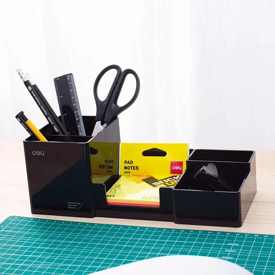 Подставка-органайзер для канц.мелочей Deli EZ00220 6 отделений черный