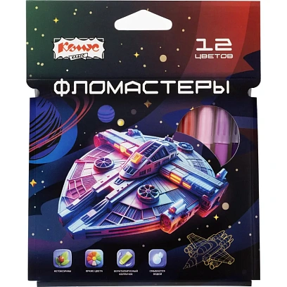 Фломастеры Комус Класс Star way 12цв. в наб., вентилир,смыв, карт. упак