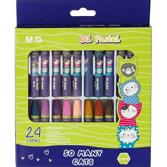 Пастель масляная M&G, 6-гран, 24 цвета в наборе