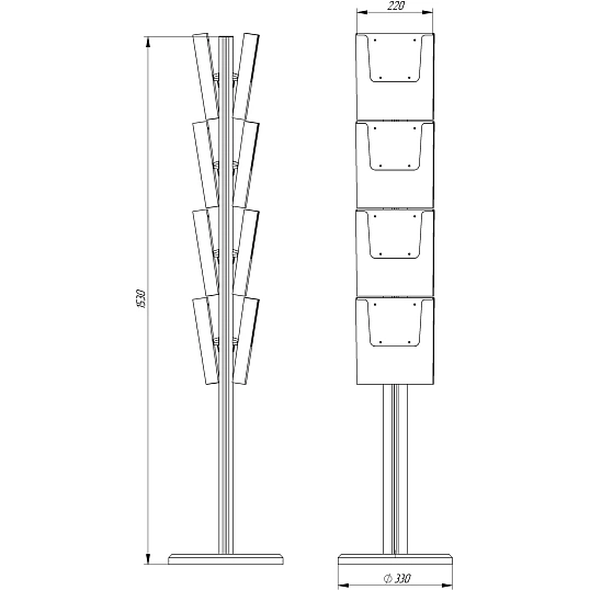 Стойка напольная Волна 8 карманов А4 двусторонняя 06369.01.01 