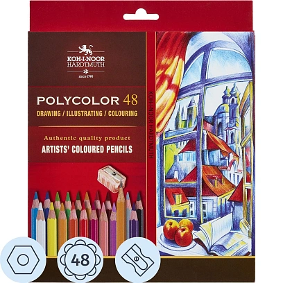 Карандаши цветные художественные POLYCOLOR 3836, 48цв, 3836048007KZ(Д)