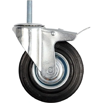 Колесо для тележки с черной резиной SCTB 125, с тормозом