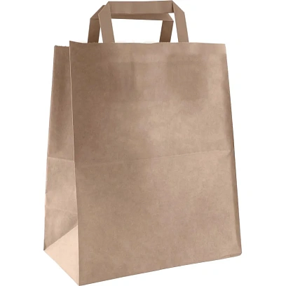 Пакет бумажный 240x140x280мм, 70 гр/м2, с плоскими ручками, крафт,300 шт/уп