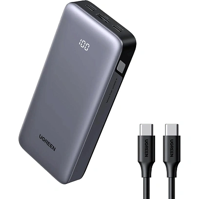 Внешний аккумулятор UGREEN PB532 (55989B)20000mAh,2USB-C&A 30W,серый космос