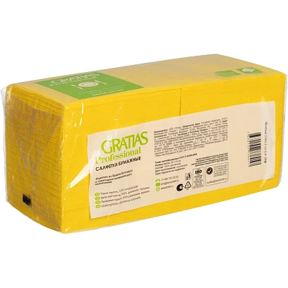 Салфетки бумажные Gratias 2сл 24х24 желтые 250 шт/уп
