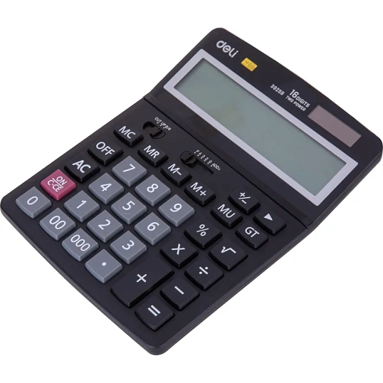Калькулятор настольный ПОЛНОРАЗМ. Deli E39259,16-р, дв.пит,193x149мм,черн