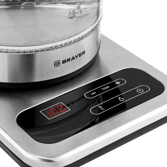 Чайник электрический BRAYER BR1003, 2200Вт.1,7 л, стекл