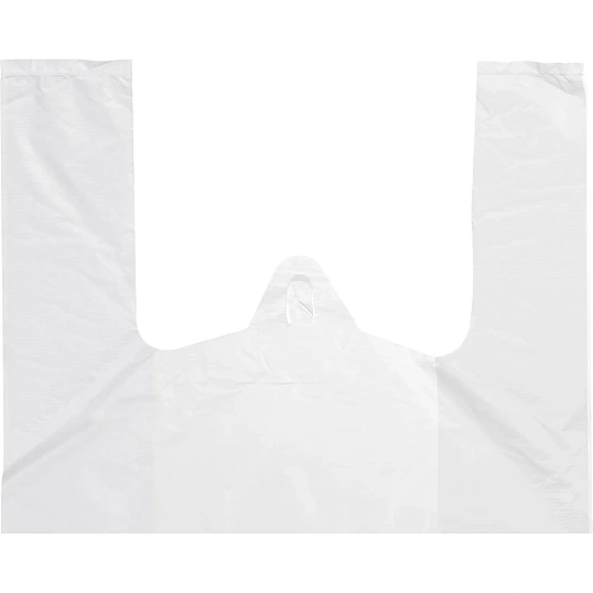 Пакет-майка ПНД, 28+15х54 см, белый, 15 мкм, Комус, 100шт/уп